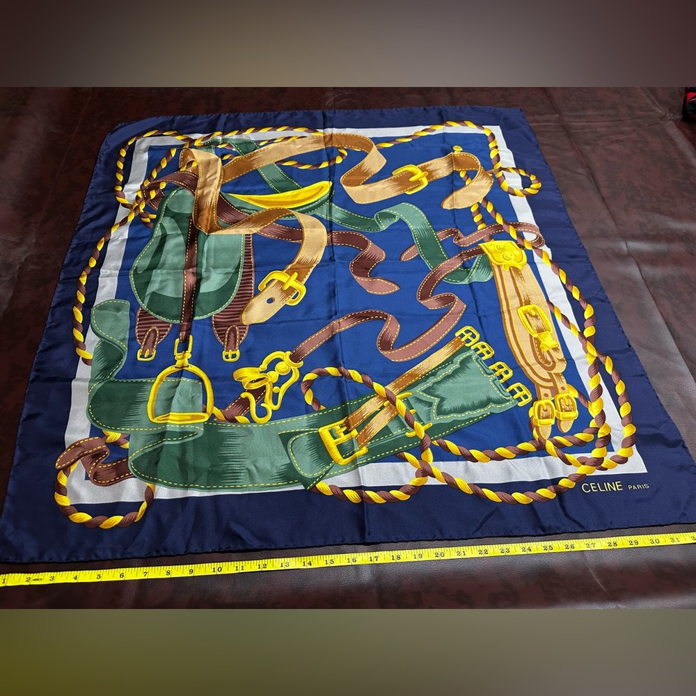 Vintage Celine Silk Scarf “Preppy-Bourgeous” Equestrian theme. Beautiful.